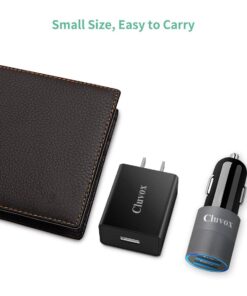 Cluvox 18W USB Fast Charger Set, Compatible for Google Pixel 8 Pro/7/6/5/4/iPhone 15 Plus/Pro Max, Galaxy Phone Quick Charge 3.0 Charger kit, Rapid Car Charger+Wall Charger with 2 Type C Cord 3ft 10 61PasBt5xqL