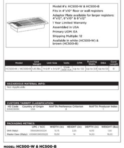 Suncourt Flush Fit HC500-B Vent Cover with Fan Booster, Energy Efficient AC Register Booster, Improved Air Flow for Better Indoor Heating and Cooling, Brown For 4”x10” register openings 19 61PbDCVX6FL