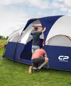 CAMPROS CP Tent 8 Person Camping Tents, Weather Resistant Family Tent, 5 Large Mesh Windows, Double Layer, Divided Curtain for Separated Room, Portable with Carry Bag Blue 35 61PbhJg1CVL