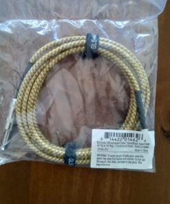 GLS Audio Instrument Cable - Amp Cord for Bass & Electric Guitar - Straight to Right Angle 1/4 Inch Instrument Cable - Brown/Yellow Braided Tweed, 10ft 10 Ft. Right-Angle Gold 33 61PbtovGVrL
