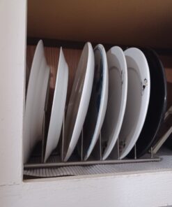 Spectrum Diversified Euro Kitchen Organizer for Plates, Cutting Boards, Bakeware Cooling Racks, Pots & Pans, Serving Trays, Reusable Containers, and Lids, Satin Nickel 13.5" x 4.5" x 4.25" 53 61PfsnCQz0L