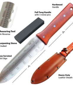 Alternative view of Black Iron Hori Hori Garden Knife [7 Inches, Japanese Stainless Steel] Durable Gardening Tool for Weeding, Digging, Cutting & Planting with Leather Sheath and Sharpening Stone