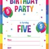 Papery Pop 5th Birthday Party Invitations with Envelopes (15 Count) - 5 Year Old Kids Birthday Invitations for Boys or Girls - Rainbow