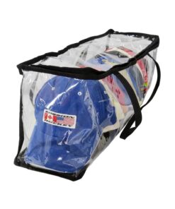 Houseables Baseball Cap Storage Bag, Hat Organizer Case, 23" x 6" x 8", Clear Plastic, Caps Holder, Moisture & Dust Proof, Black Handles, Box w/Zipper Closure, Stores & Racks 22 Hats, Dirt Protection 23 61PhvCLDYVL