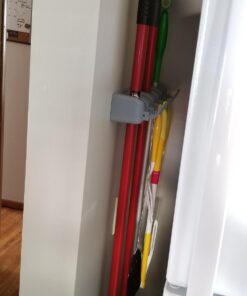 New Version 4pcs Self Adhesive Broom Holder with Gripper and 2 Hooks, Damage Free Broom Mop Holder, No Drill Anti-Slip Wall Mount Broom Gripper Organizer for Bathroom Kitchen Garden Garage 22 61Pj4NPFDxL