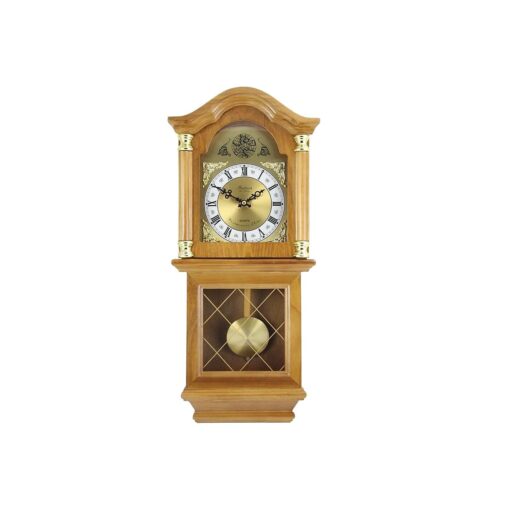 Bedford Clock Collection Swinging Pendulum Wall Clock, 26 Inch, Golden Oak