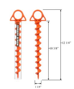 Orange Screw: The Ultimate Ground Anchor | Large 2 Pack Tent Stakes | Made in USA Orange 23 61PkQwan6L