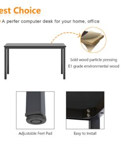 Need 55 Inch Large Computer Desk - Modern Simple Style Home Office Gaming Desk, Basic Writing Table for Study Student, Black Metal Frame, Black 55 inches 24 61Pkvwqr8XL