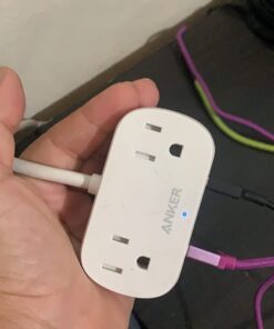 Anker Extension Cord,Mini Power Strip with USB Ports ,2 Outlets and 2 USB-A Ports, Flat Plug, 5 ft Extension Cord, Safety System for Travel, Desk, and Home Office, TUV Listed White-Round Extension Cord 50 61PmNNcJfL