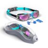 Hurdilen Kids Swim Goggles, Swimming Goggles for Kids with Nose Clip, Earplugs Black & Blue