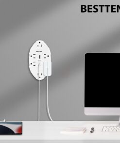BESTTEN USB Wall Outlet Surge Protector with 2.4A Dual USB Charging Ports and 6 Grounded Outlets, 15A/125V/1875W, ETL Listed, White 1 24 61Pn6WJhpFL