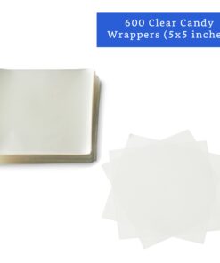 FIESTA WRAPS Clear Candy Wrappers for Caramels (600 Pcs 5 x 5 inches) - Natural Clear Cellophane Candy Wrappers - Caramel Wrappers - Candy Wrapping Paper - Chocolate Wrappers - Lollipop Wrappers 600 Count (Pack of 1) 17 61PoFpp5PDS