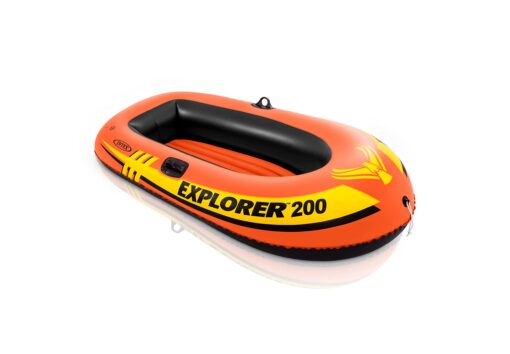 INTEX Explorer Inflatable Boat Series: Dual Air Chambers – Welded Oar Locks – Grab Handles – Bow Rope – Sporty Design Explorer 200