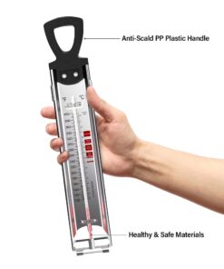 Candy Thermometer Deep Fry/Jam/Sugar/Syrup/Jelly Thermometer with Hanging Hook & Pot Clip Stainless Steel Cooking Thermometer Food Thermometer Quick Reference Temperature Guide,Red Candy Thermometer-Red 21 61PqGvuciqL