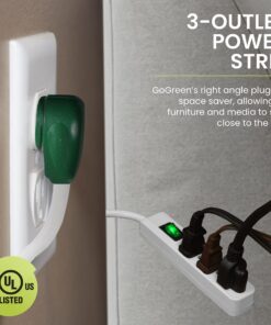 Alternative view of GoGreen Power (GG-13002MS) 3 Outlet Power Strip, White, 2.5 Ft Cord Pack of 1