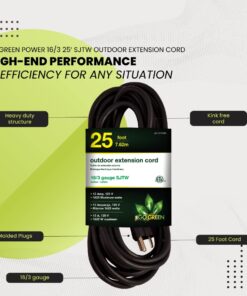 Go Green Power Inc. GG-13725BK 16/3 Heavy Duty Extension Cord, Outdoor Extension Cord, Black, 25 ft 11 61PuQMGkPQL