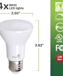 Alternative view of Bioluz LED 4 Pack BR20 LED Bulb 3000K Bright Soft White 6W = 50 Watt Replacement 90 CRI 540 Lumen Indoor/Outdoor UL Listed CEC Title 20 Compliant (Pack of 4) Soft White 3000k 4 Count (Pack of 1)