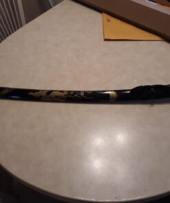 Makoto Hand Forged Razor Sharp 41" Black Samurai Katana Sword - Hand Painted High Gloss Black Scabbard Dragon_Round Tsuba 26 61PxU8G5tML