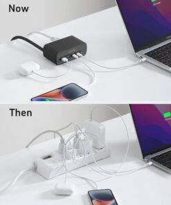 Anker 525 Charging Station, 7-in-1 USB C Power Strip for iphone13/14, 5ft Extension Cord with 3AC,2USB A,2USB C,Max 65W Power Delivery Desktop Accessory for MacBook Pro, Home, Office (Phantom Black) Phantom Black-Round Extension Cord 26 61Pxv0JanhL