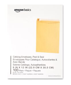 Amazon Basics Catalog Mailing Envelopes, Peel & Seal, 9x12 Inch, Brown Kraft, 100-Pack 9 x 12 16 61Py6podrrL