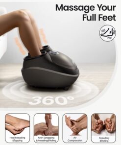 RENPHO Foot Massager Machine with Heat, Shiatsu Deep Kneading, Multi-Level Settings, Delivers Relief for Tired Muscles and Plantar Fasciitis, Fits Feet Up to Men Size 12,Brown Black-sl 23 61Q089KUVxL