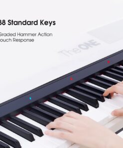 The ONE Digital Piano, Portable 88 Keys Piano Keyboard with Hammer Action Keys for Beginner/Professional, Full Size Weighted Keyboard with Music Stand, Teaching LED Lights & Piano App SP-TON1W 10 61Q1M8ToALL