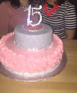 Ella Celebration 15 Cake Topper 15th Birthday Anniversary Quinceañera Party Supplies Rhinestone Number Decoration (Silver) Silver 37 61Q1miH8c7L