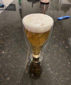 Dragon Glassware Beer Glasses, Clear Double Wall Insulated Pub Mugs, Upside Down Design, Holds One Full Beer Bottle, Freezable Glass for Beer Lovers, 13.5 oz Capacity, Set of 2 2 Count (Pack of 1) 18 61Q2BDchOrL