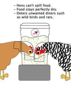 RentACoop 20 Pounds BPA-Free Chicken Feeder with Large Ports - Includes Lid, Anti-Roost Cone, Rain Hoods - Suitable for Chickens - Center Placement 20 61Q3Nh1YW L