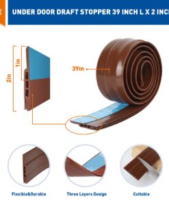 Alternative view of MAGZO Under Door Weather Seal, 2 Inch Width X 39 Inch Length Weather Stripping Under Door Draft Stopper Door Seal Insulation Door Sweeps for Both Interior and Exterior Doors Bottom(Brown) 2" Width X 39" Length Brown with Adhesive