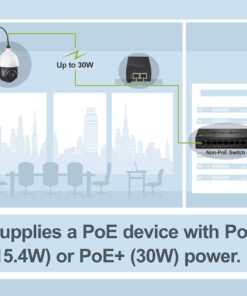 TRENDnet Gigabit Power Over Ethernet Plus Injector, Converts Non-Poe Gigabit To Poe+ Or PoE Gigabit, Supplies PoE (15.4W) Or PoE+ (30W) Power Network Distances Up To 100M (328 ft.), Black, TPE-115GI 1 16 61Q5VWIjMiL