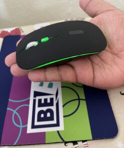 Uiosmuph LED Wireless Mouse, G12 Slim Rechargeable Silent Mouse, 2.4G Portable USB Optical Computer Mice with USB Receiver and Type C Adapter (Matte Black) Matte Black 33 61Q5xGKJML