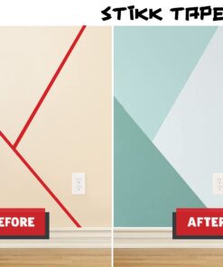 STIKK 3 Pack 1" inch x 60yd Red Painters Tape 14 Day Easy Removal Trim Edge Finishing Decorative Marking Masking Tape (.94 in 24MM) 14 61Q6yggcc9L