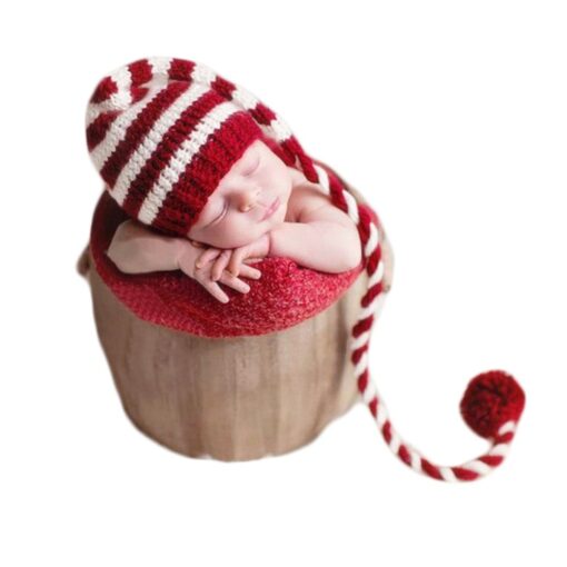 Vemonllas Christmas Newborn Photography Props Baby Photo Props Outfit Hat Newborn Photoshoot Xmas Santa Claus Red Hat