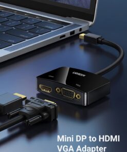 Alternative view of UGREEN Mini DisplayPort to HDMI VGA Adapter, 4K Thunderbolt 2 Adapter 2 in 1 Mini DP Converter Compatible with MacBook Pro MacBook Air iMac Surface Pro 1 2 3 4 6 Surface Laptop 2 ThinkPad X1, Black