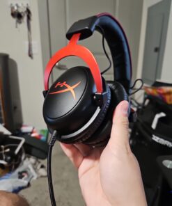 HyperX Cloud II - Gaming Headset, 7.1 Surround Sound, Memory Foam Ear Pads, Durable Aluminum Frame, Detachable Microphone, Works with PC, PS5, PS4, Xbox Series X|S, Xbox One – Red Wired 37 61QBJgIU6XL