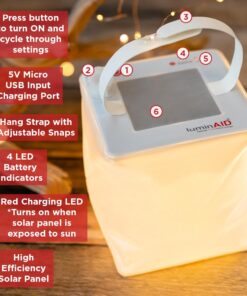 LuminAID 2-in-1 Solar Camping Lantern and Phone Charger - Inflatable LED Lamp for Camping, Hiking and Travel - Emergency Light for Power Outages, Hurricane, Survival Kits - As Seen on Shark Tank Firefly Warm White 150 Lumens 15 61QCvwgiASL