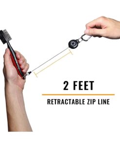 Ace Golf Brush and Club Groove Cleaner, 2 Ft Retractable Zip-line Aluminum Carabiner, Bonus Brush Cover, Lightweight, Stylish, Ergonomic Design, Premium Tour Grade, Easily Attaches to Golf Bag Red 13 61QDFtmAW L