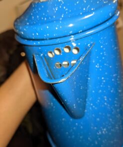 GSI Outdoors Percolator Coffee Pot | Enamelware Campfire Coffee Boiler Kettle for Outdoor Camping Cookware, Cabin, RV, Kitchen, Hunting & Backpacking Blue 8 cup 26 61QFWmLGhSL