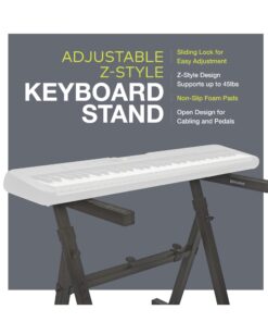 Knox Gear Heavy Duty Z-Style Keyboard Stand - Sturdy Height & Width Adjustable Keyboard Stand - Professional Digital Keyboard Piano Stand or Synth Stand - Piano Keyboard Stand 88 Key or Smaller 23 61QHcw2rc7L