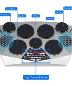 Alternative view of Pyle Pro Electronic Drum kit - Portable Electric Tabletop Drum Set Machine with Digital Panel, 7 Drum Pad, Hi-Hat / Kick Bass Pedal Controller USB AUX -Tom Toms, Hi-Hat, Snare Drums, Cymbals - PTED06