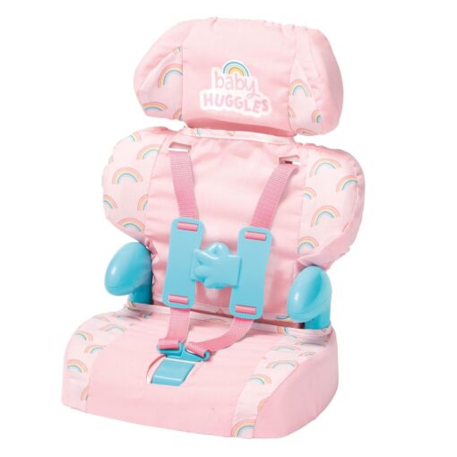 Casdon Baby Huggles Toys - Pink Booster Seat - Car Seat For Dolls with Adjustable Headrest & Buckles - Fits Dolls Sizes Up to 14" - Suitable for Preschool Toys - Playset for Children Aged 3+