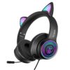 VIGROS Cat Ear Gaming Headphones Wired AUX 3.5mm LED Light, Noise Canceling Game Headphones Stereo Foldable Over-Ear Headsets with Microphone Fit Girls, Kids for PC, PS4, Switch, Xbox, Mobile, Laptop Black-Wire 8 61QKRh3Lw4L