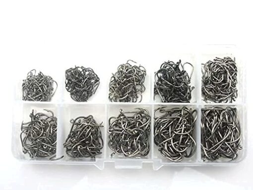 ZXUY 500 Pcs 10 Different Sizes Fishing Fish Hooks Fish Tackles Tool with Box Kit Style 1