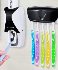 WAYCOM Dust-Proof Toothpaste Dispenser Toothpaste Squeezer Kit (Black) Black 19 61QOCBUMVpL