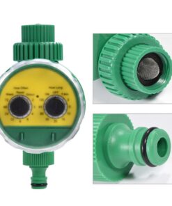 Dioche Garden Irrigation Timer, Single Outlet Automatic Water Faucet Hose Timer Ball Valve Allow Connected Irrigation System Green 11 61QOpAJ4k0L