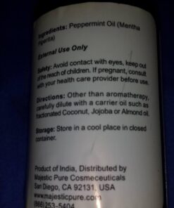 MAJESTIC PURE Peppermint Essential Oil, Premium Grade, Pure and Natural, for Aromatherapy, Massage, Topical & Household Uses, 1 fl oz 1 Fl Oz (Pack of 1) 23 61QPzocnvzL