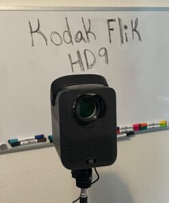 KODAK FLIK HD9 Smart Projector | Mini Black Portable Indoor & Outdoor Movie with Android TV Streaming Apps, Wi-Fi and Bluetooth, Built-In Speakers & Voice Remote | FHD 1080p for Screens Up to 120” 70 61QRYxQFgsL
