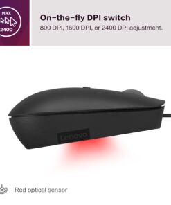 Lenovo 400 USB-C Compact Wired Mouse – Pocket Friendly Portable Mouse for Notebook or Large Computer Monitor, Black 12 61QSBLwDKqL