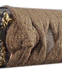 Handmade Sword - Samurai Katana Swords, Battle Ready, Hand Forged, 1045 Carbon Steel, Damascus Blade, 10 Times Folded, Heated Tempered, Full Tang, Sharp, Bamboo Tsuba, Brown Cotton Ito Handle 13 61QTErrOftL